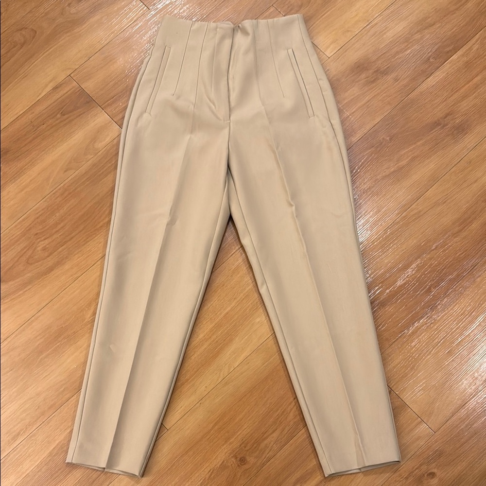 Zara Elegant Tan Pleated Trouser